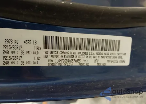 2010 Jeep Patriot Sport from USA, damaged, VIN 1J4NF2GB4AD574855